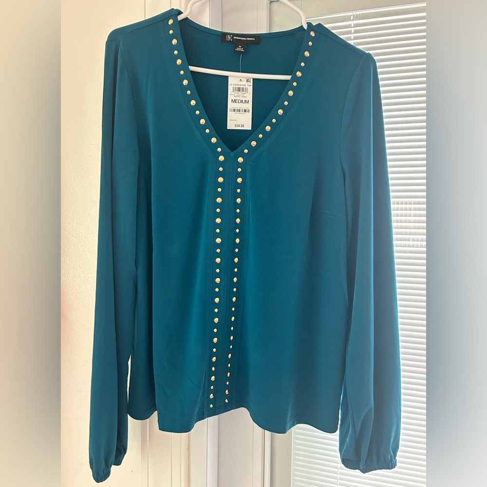 Beautiful Turquoise V Women's Studded Top.
